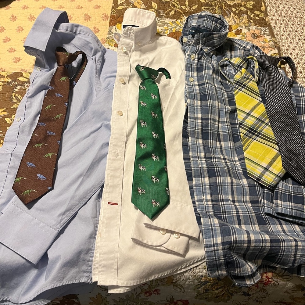 Lot of Boys Dress Clothes (10/12-14) 3 Shirts, 4 zip-ties, 2 Chino/Cotton Pants